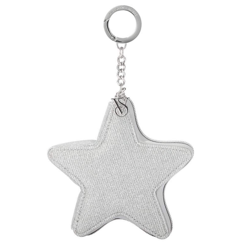 Victoria's Secret Silver Star Keychain Coin Pouch Purse NWT